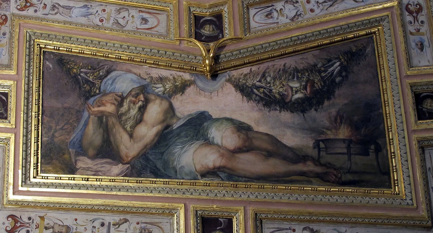 Sala di Opi - inverno, di Vasari, Cristoforo Gherardi e Marco da Faenza, Palazzo Vecchio, Firenze